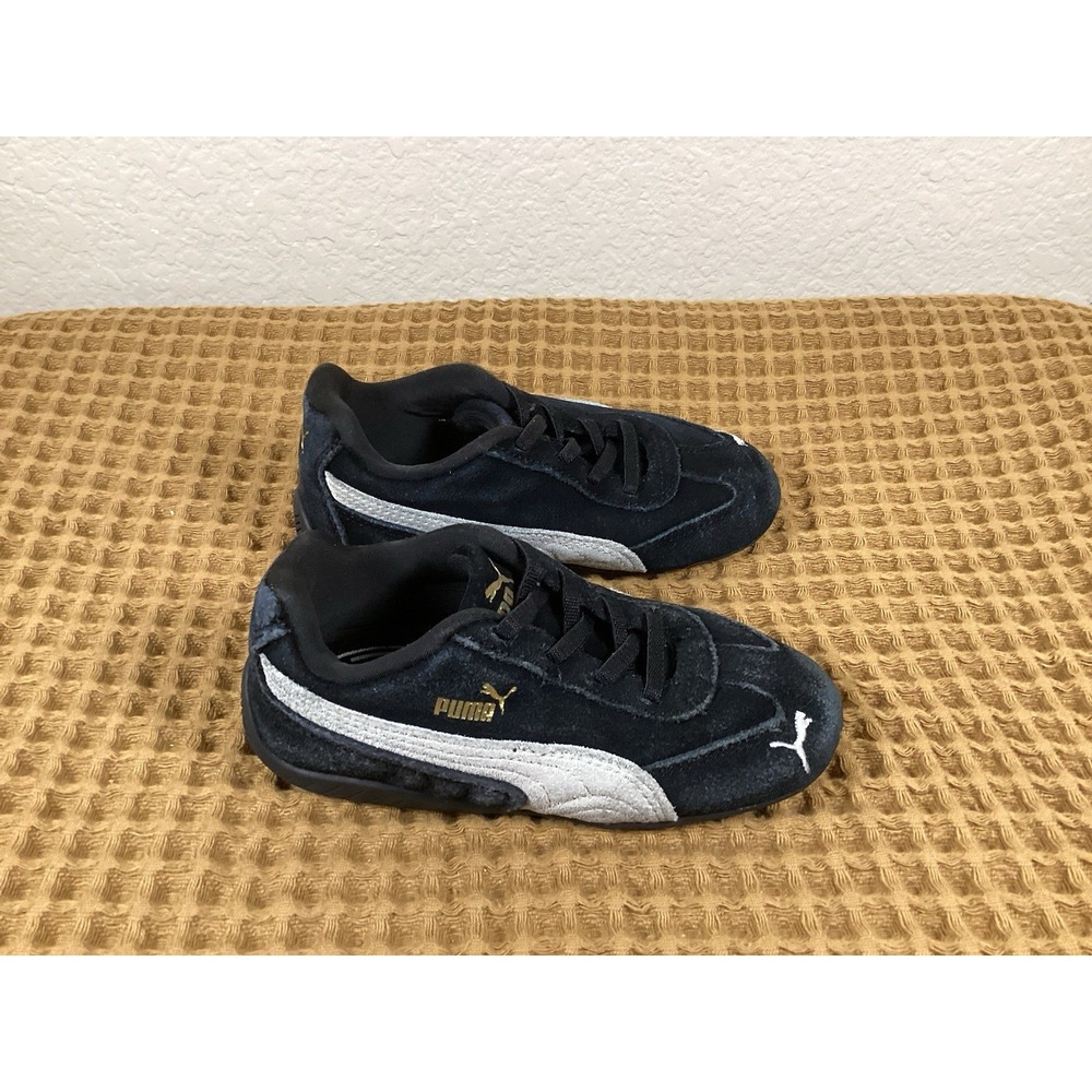 Puma Speedcat Toddler Sz 10C Black White Suede Slip On Shoes Sneakers 401700-01